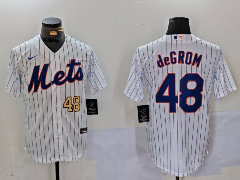 Men New York Mets #48 Degrom White Stripe Game 2024 Nike MLB Jersey style 2->new york mets->MLB Jersey